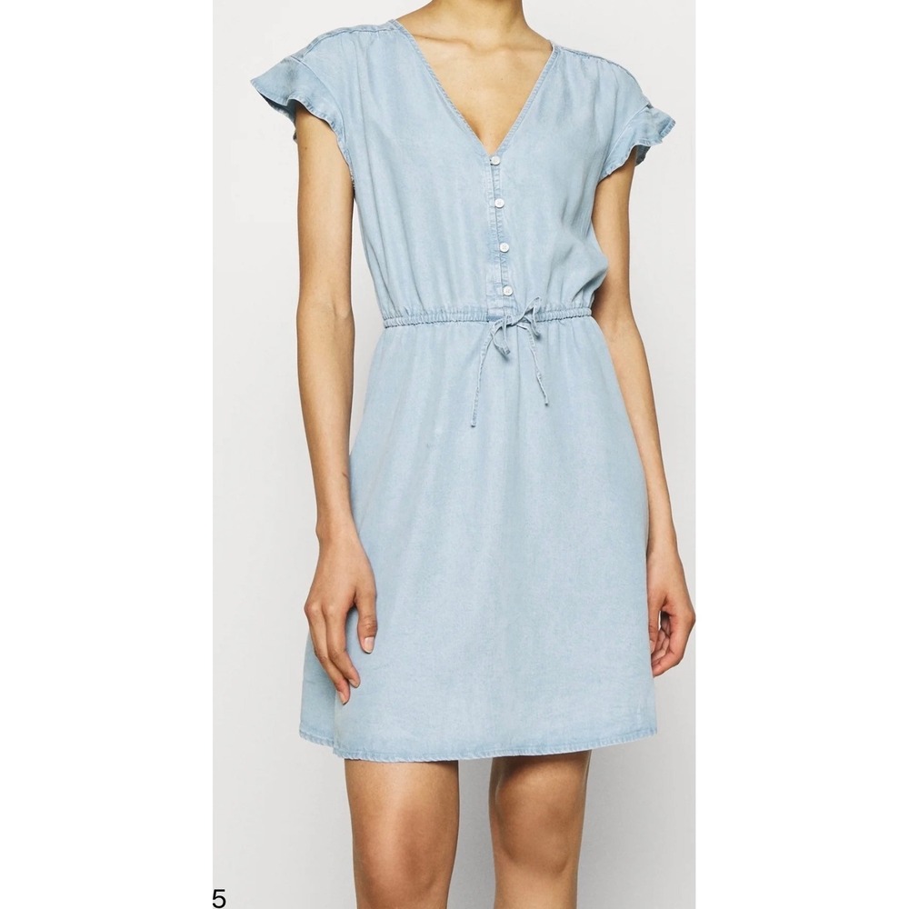 Gap Factory Light Wash Denim Chambray V-Neck Mini Dress Large